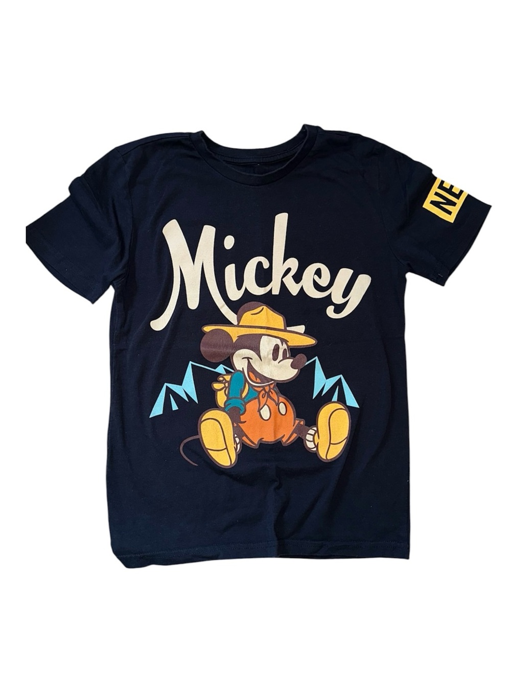 Disney x NEFF Navy Blue Mickey Graphic Tee with Yellow & Orange Accents